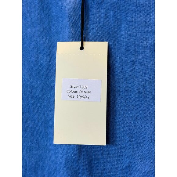 Terzo Millennio Women's 7269 Size Small Soft Blue Linen Short Sleeve Top NWT - Picture 6 of 7